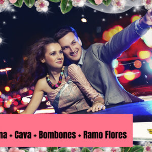 Enamorados Pack 2 : Limusina 1 hora en Zaragoza + 2 Botellas Cava + Bombones y Flores